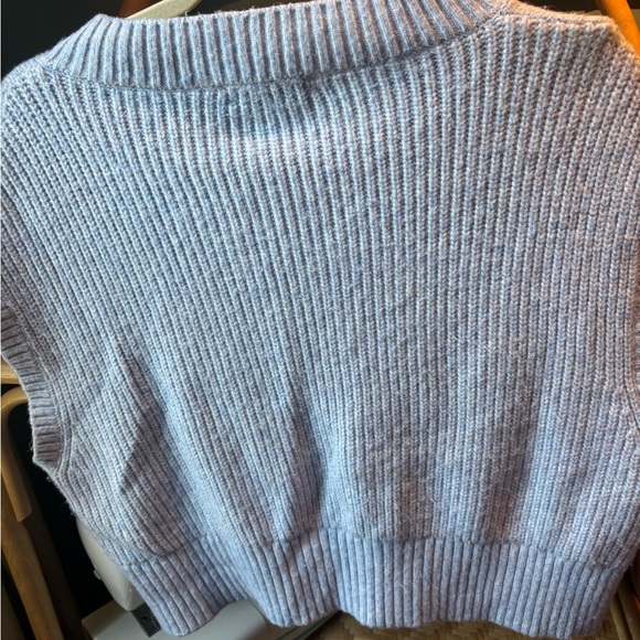 Sincerely Jules Soft Blue V-Neck Cable Knit Sweater Vest - Picture 4 of 4